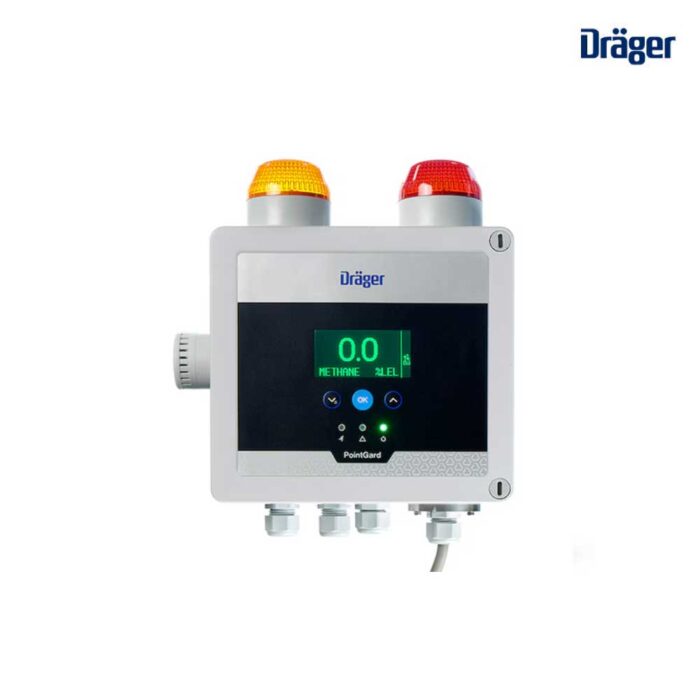 ឧបករណ៍ចាប់ឧស្ម័នងាយឆេះ Draeger PointGard 3700 ម៉ោនលើជញ្ជាំង។